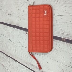 LUG - Tango Red Quilted Zip Around Travel Wallet with Wristlet